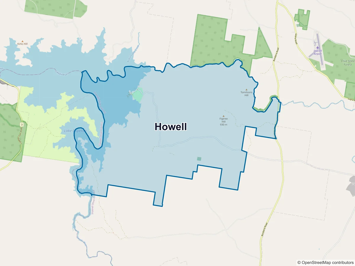 Map of Howell, NSW, Australia