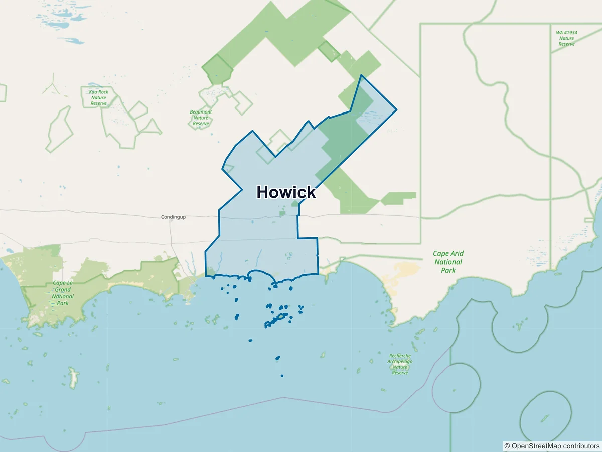 Map of Howick, WA, Australia