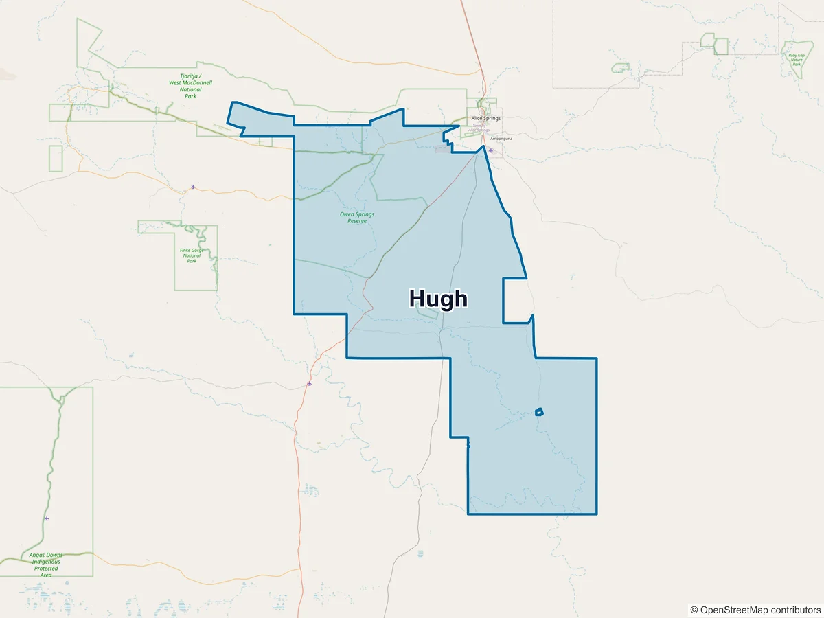 Map of Hugh, NT, Australia
