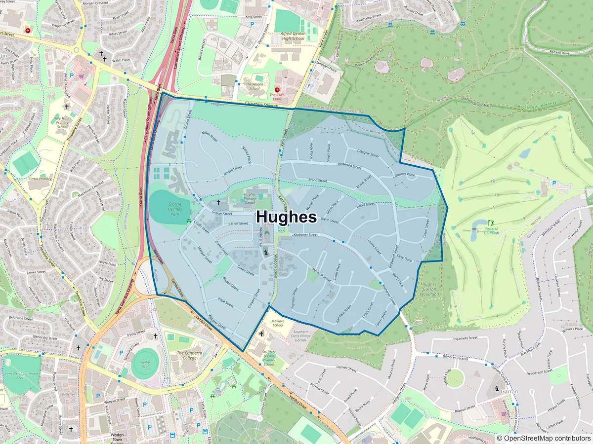 Map of Hughes, ACT, Australia