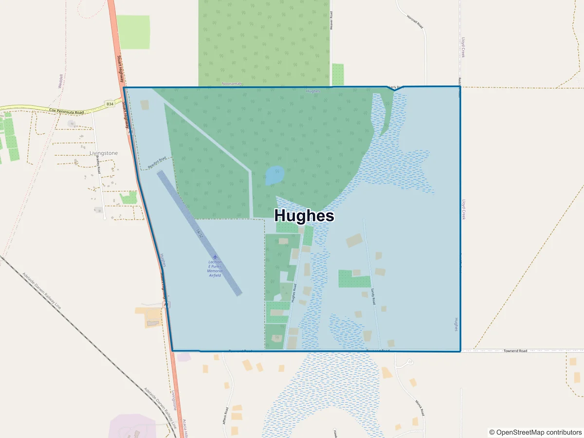 Map of Hughes, NT, Australia