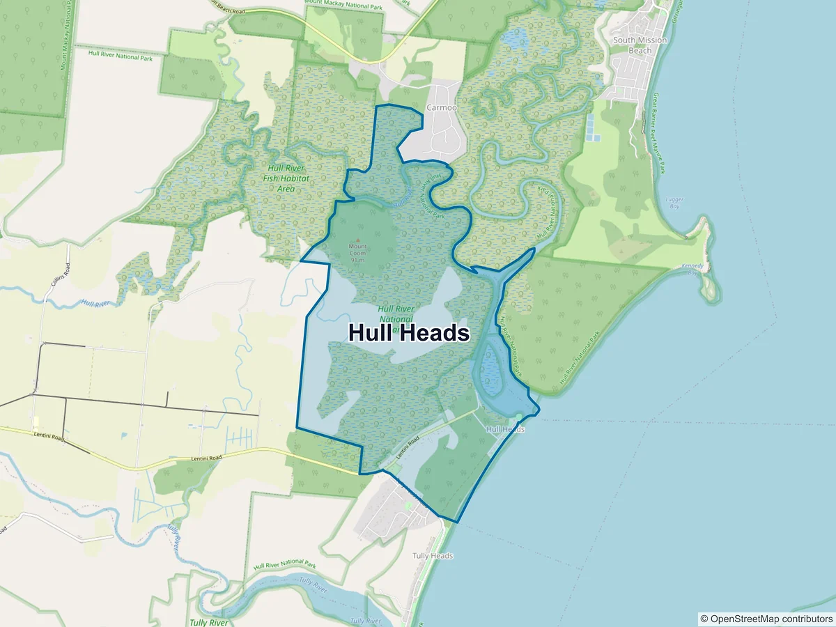 Map of Hull Heads, QLD, Australia