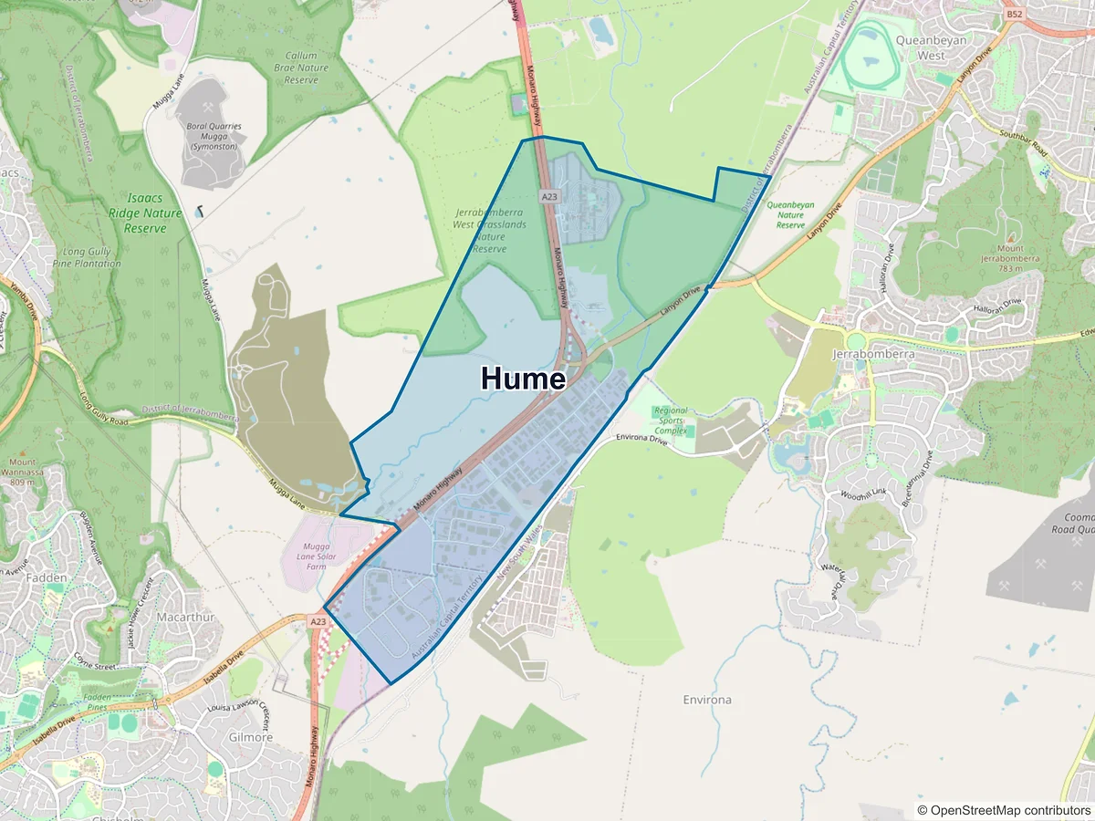 Map of Hume, ACT, Australia