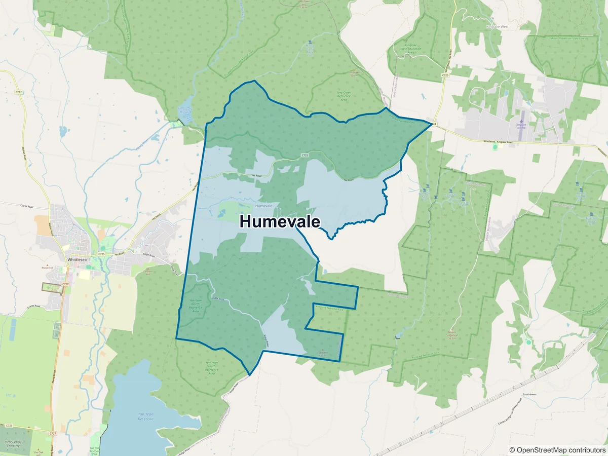 Map of Humevale, VIC, Australia