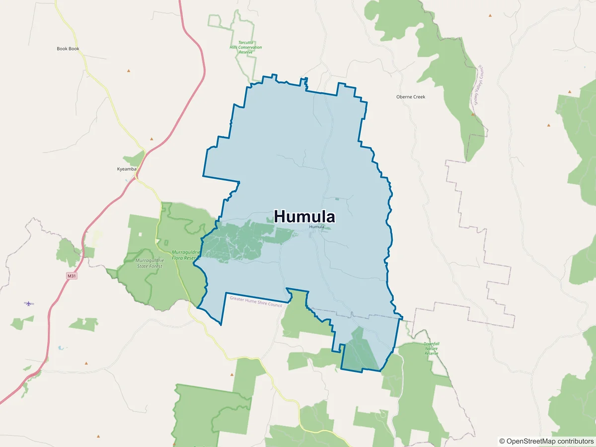 Map of Humula, NSW, Australia