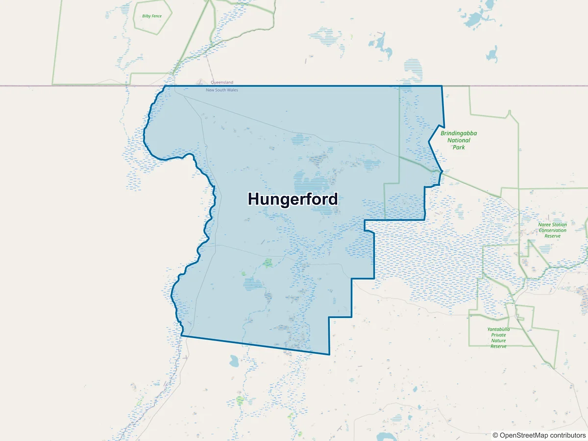 Map of Hungerford, NSW, Australia