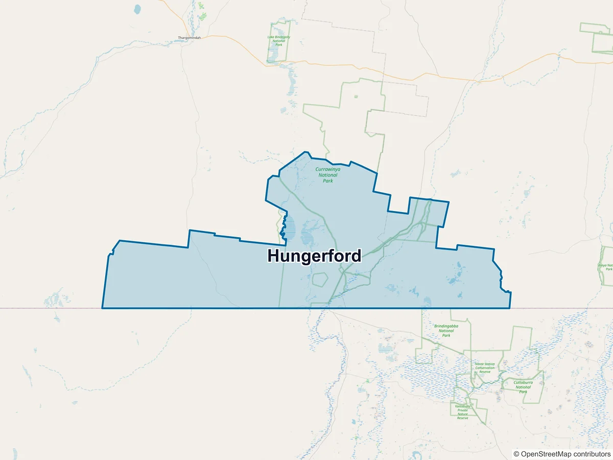 Map of Hungerford, QLD, Australia