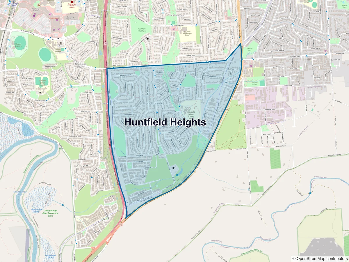 Map of Huntfield Heights, SA, Australia