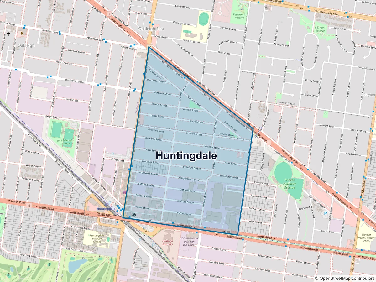 Map of Huntingdale, VIC, Australia