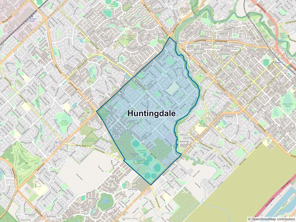 Map of Huntingdale, WA, Australia