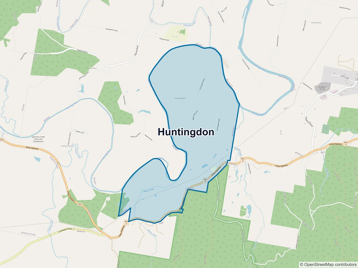 Map of Huntingdon, NSW, Australia