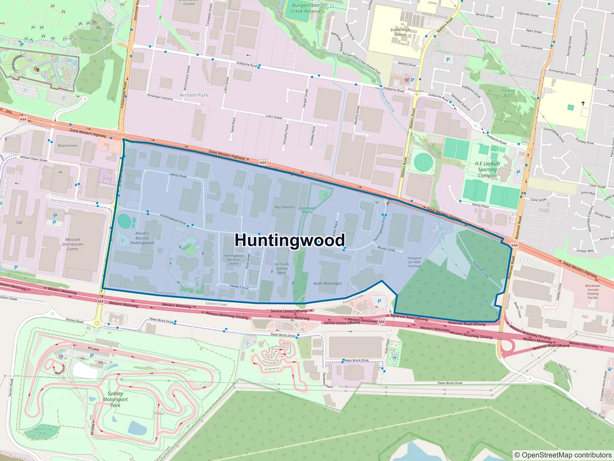 Map of Huntingwood, NSW, Australia