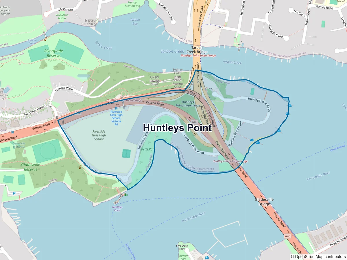Map of Huntleys Point, NSW, Australia
