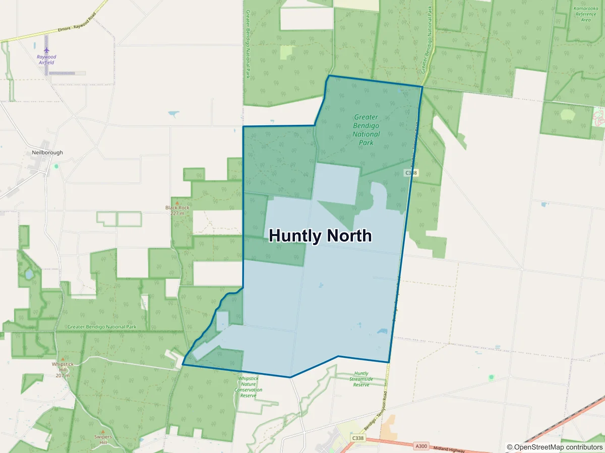 Map of Huntly North, VIC, Australia