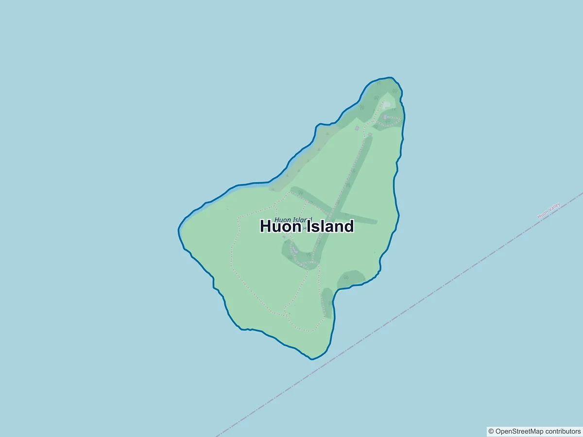 Map of Huon Island, TAS, Australia