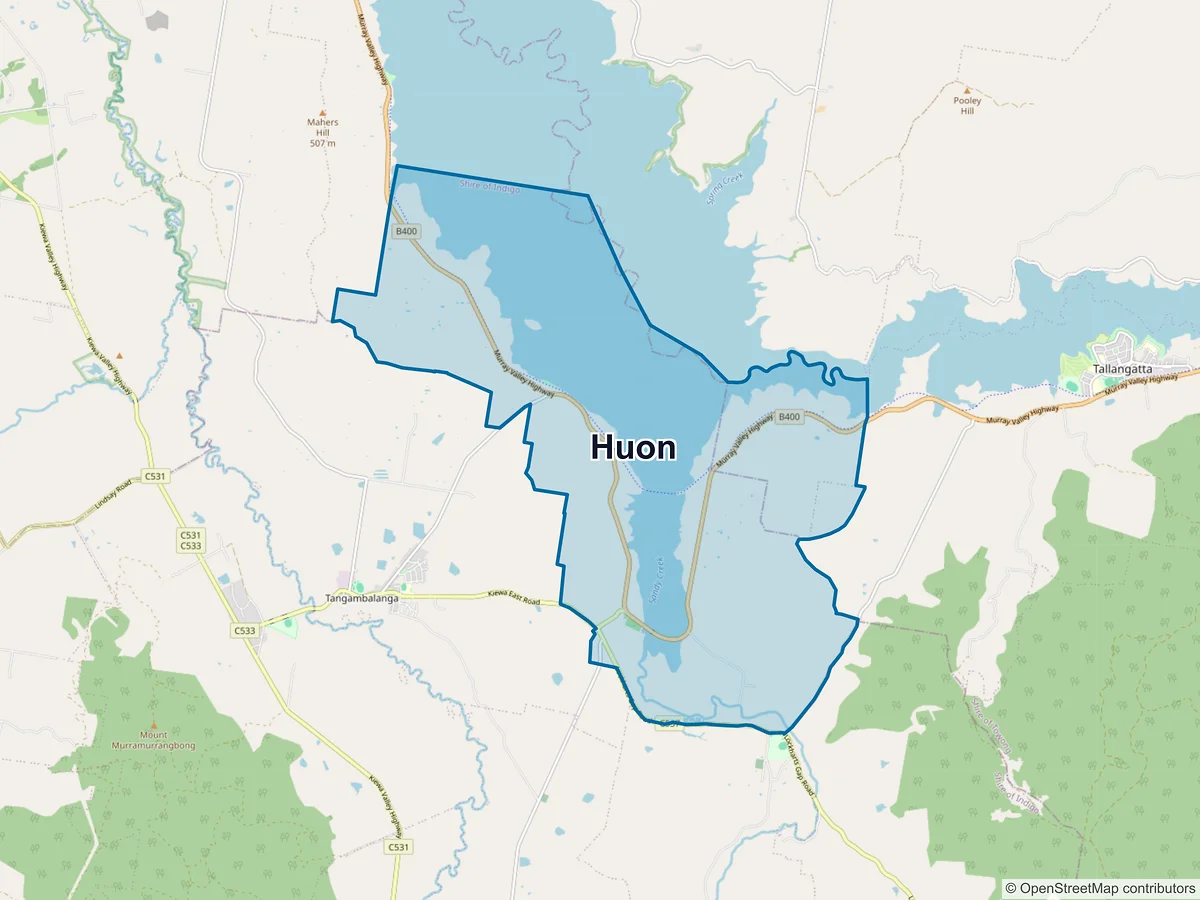 Map of Huon, VIC, Australia