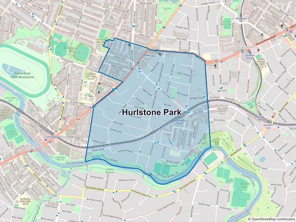 Map of Hurlstone Park, NSW, Australia