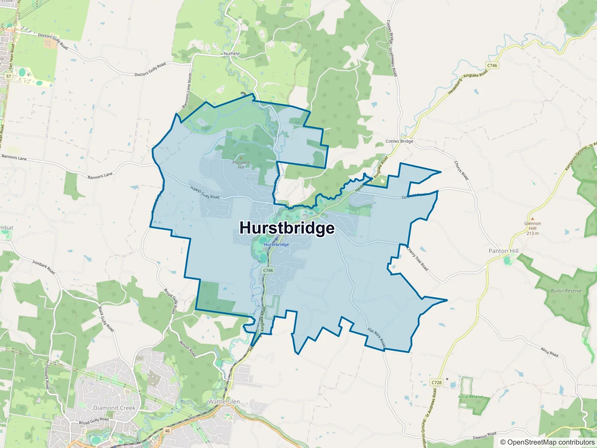 Map of Hurstbridge, VIC, Australia