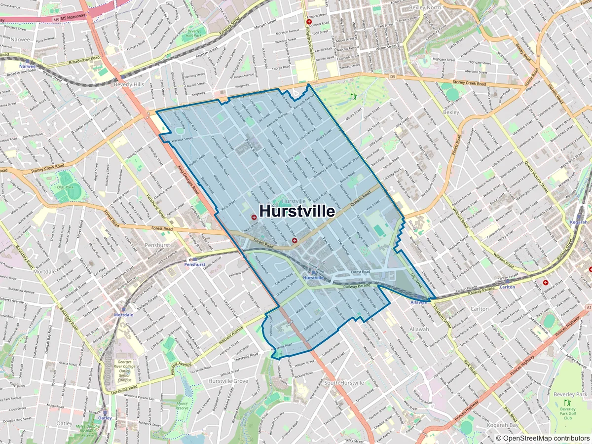 Map of Hurstville, NSW, Australia