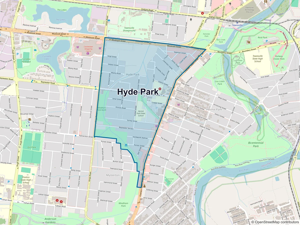 Map of Hyde Park, QLD, Australia