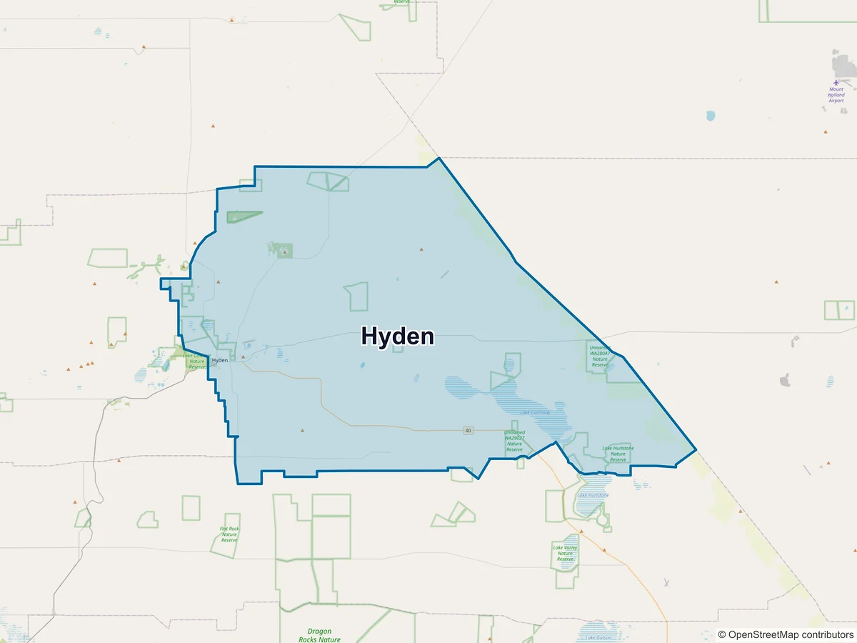 Map of Hyden, WA, Australia
