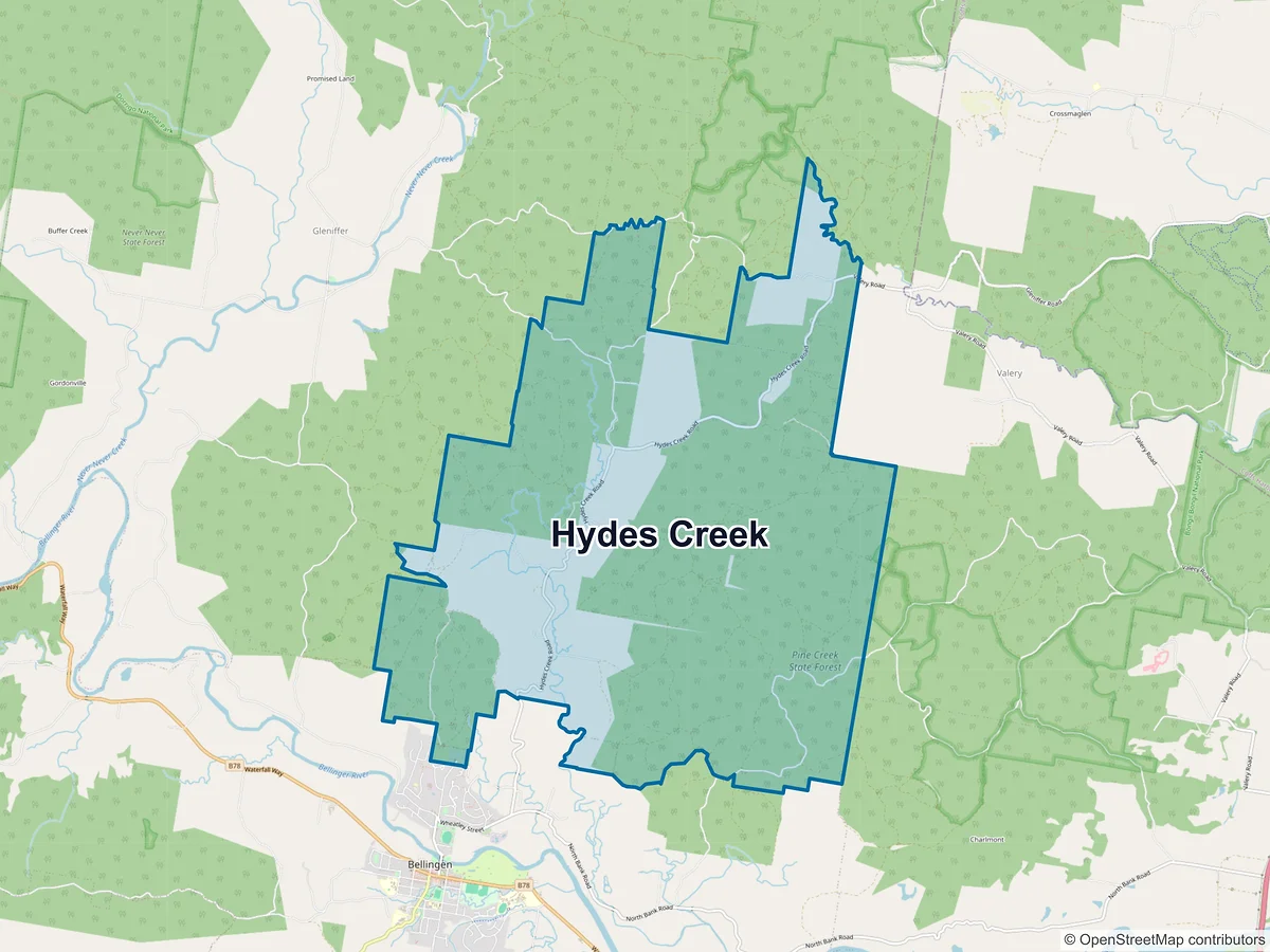 Map of Hydes Creek, NSW, Australia