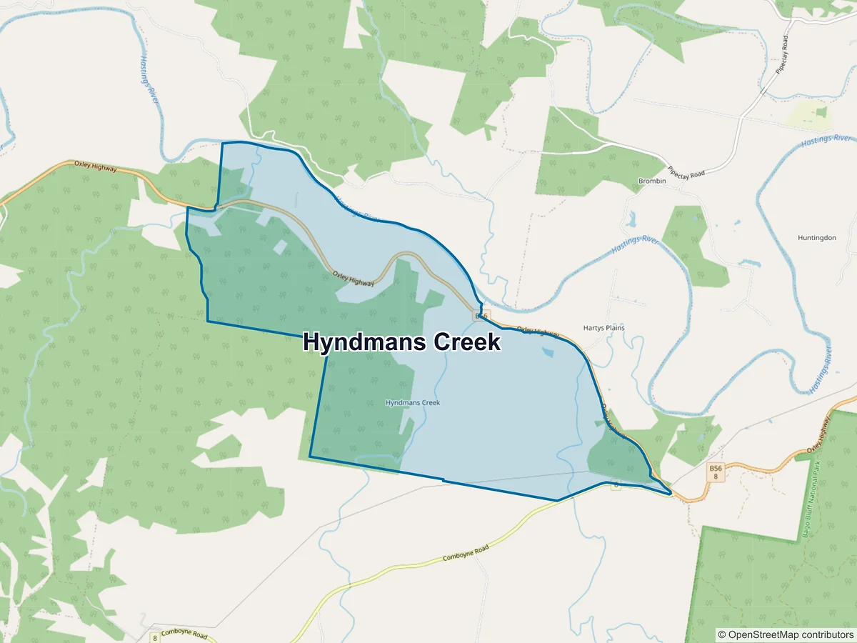 Map of Hyndmans Creek, NSW, Australia