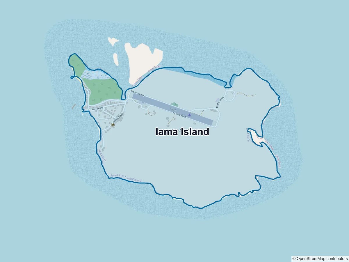 Map of Iama Island, QLD, Australia