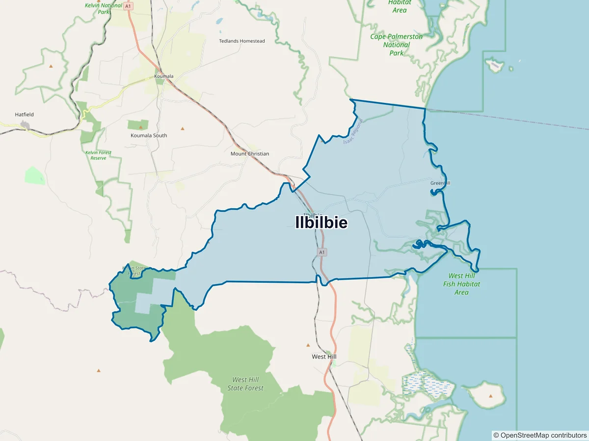 Map of Ilbilbie, QLD, Australia