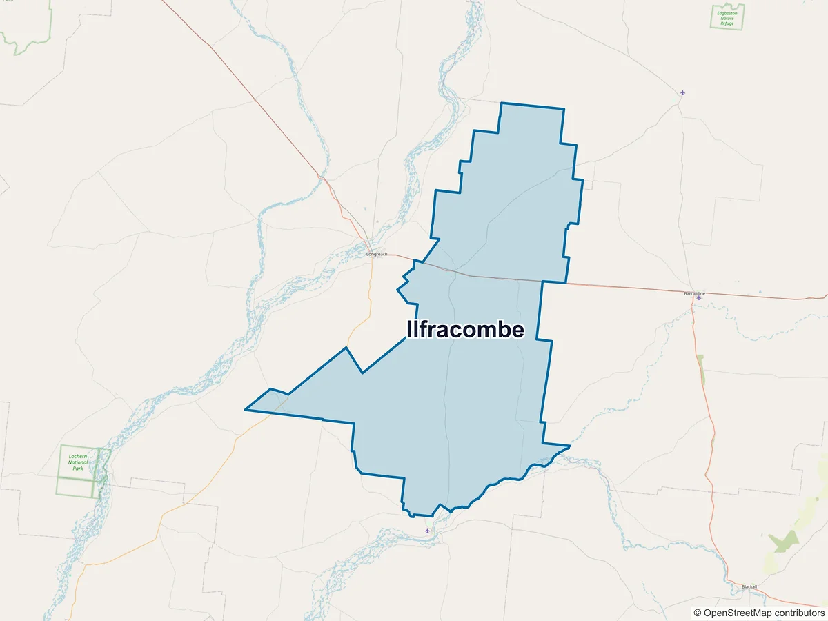 Map of Ilfracombe, QLD, Australia
