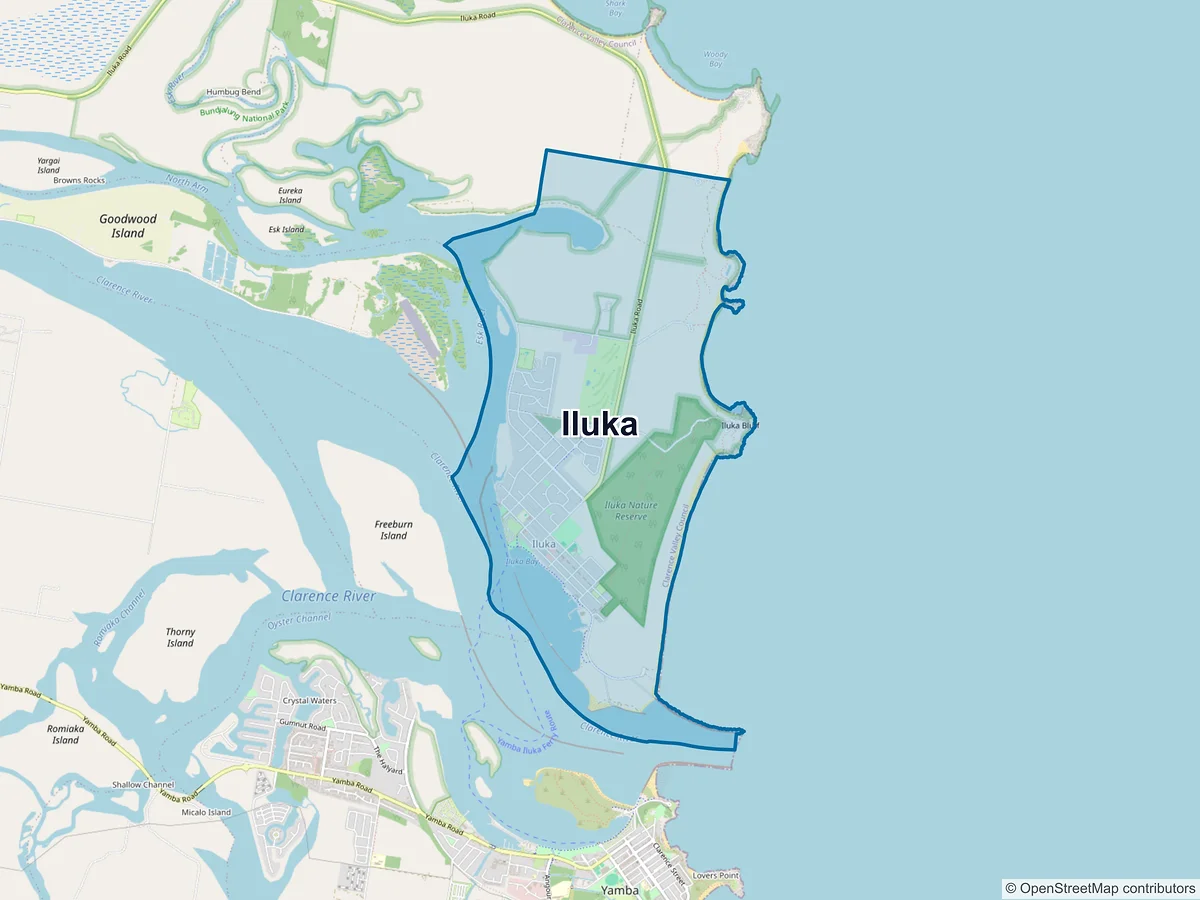 Map of Iluka, NSW, Australia