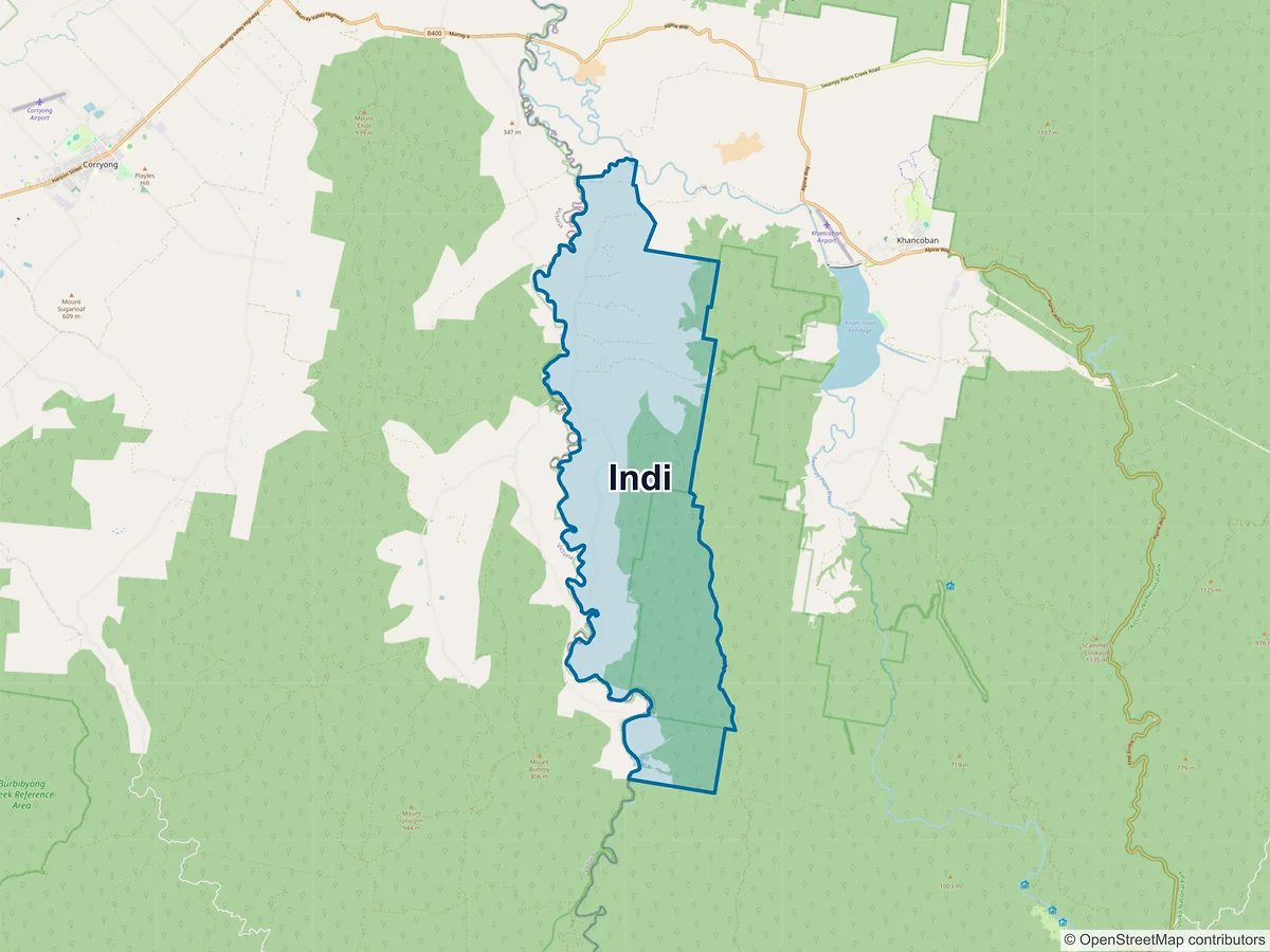 Map of Indi, NSW, Australia