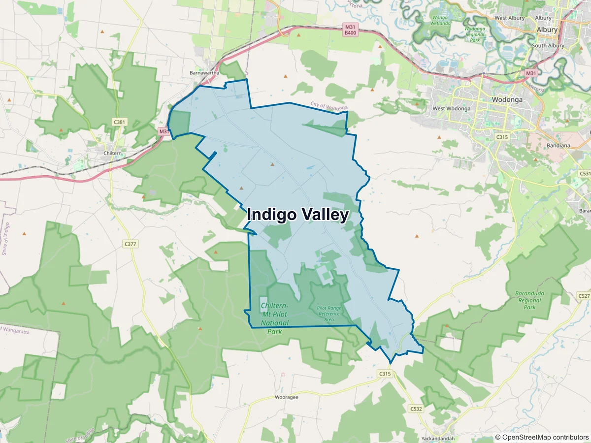 Map of Indigo Valley, VIC, Australia