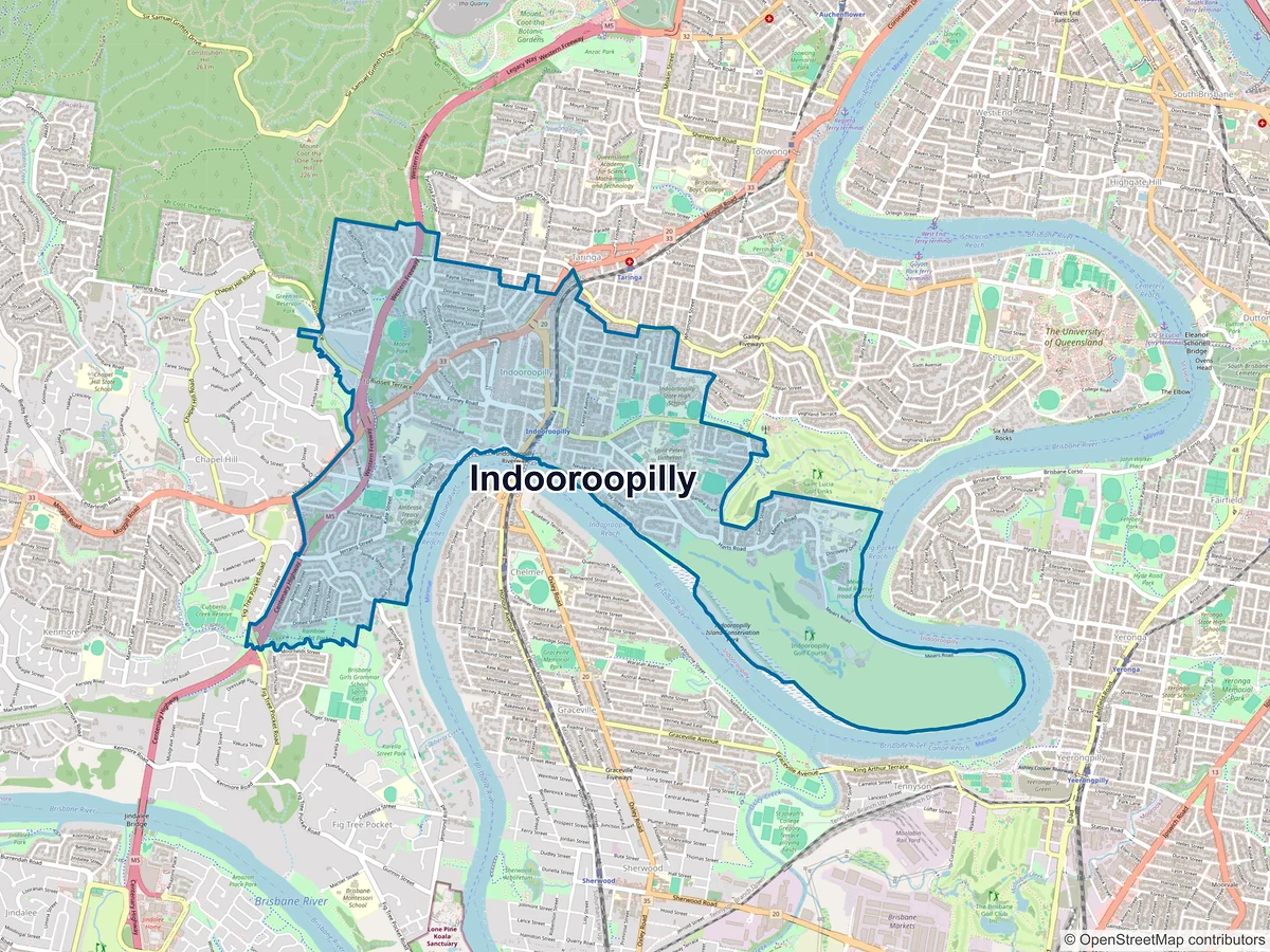 Map of Indooroopilly, QLD, Australia