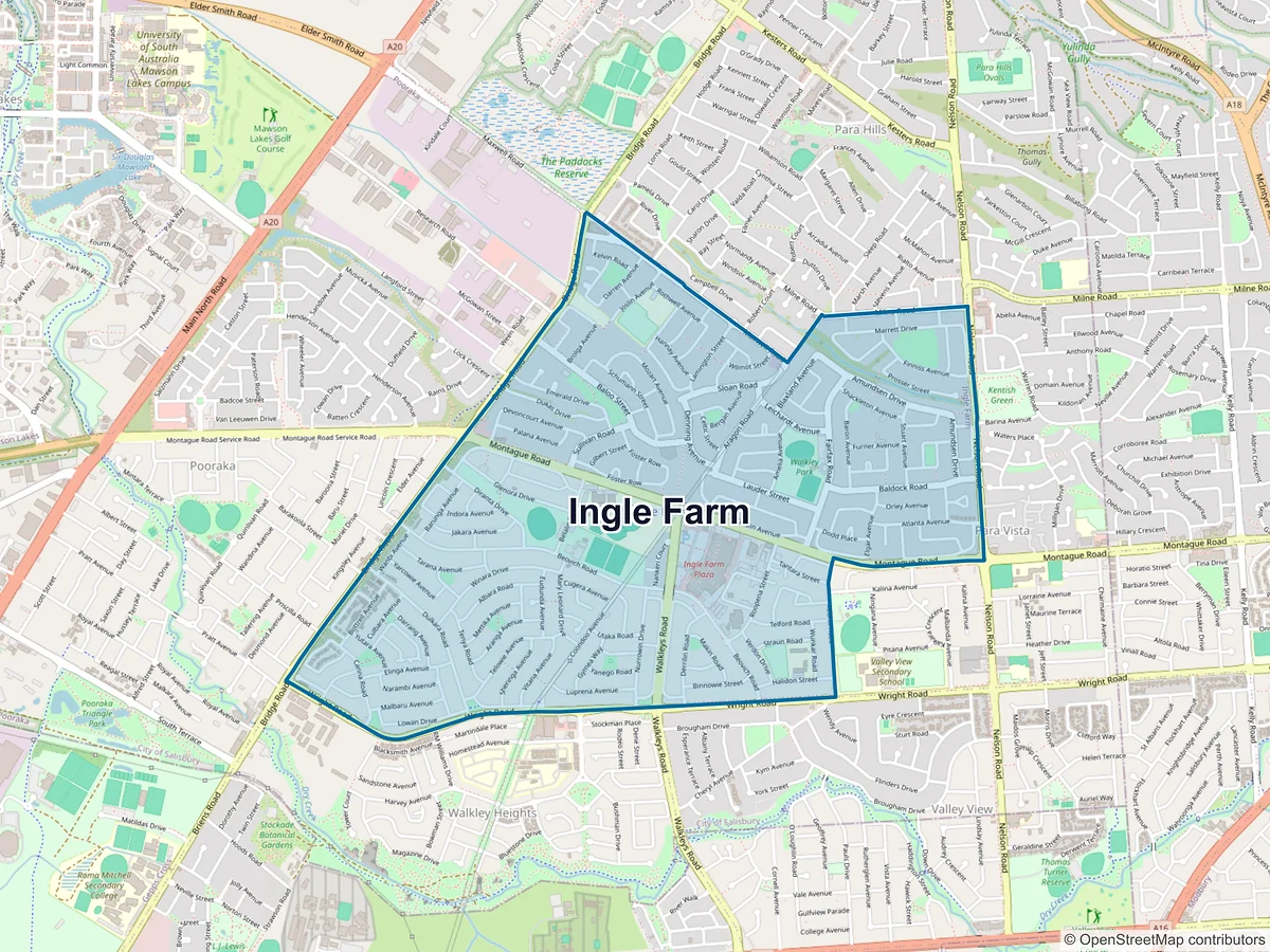 Map of Ingle Farm, SA, Australia