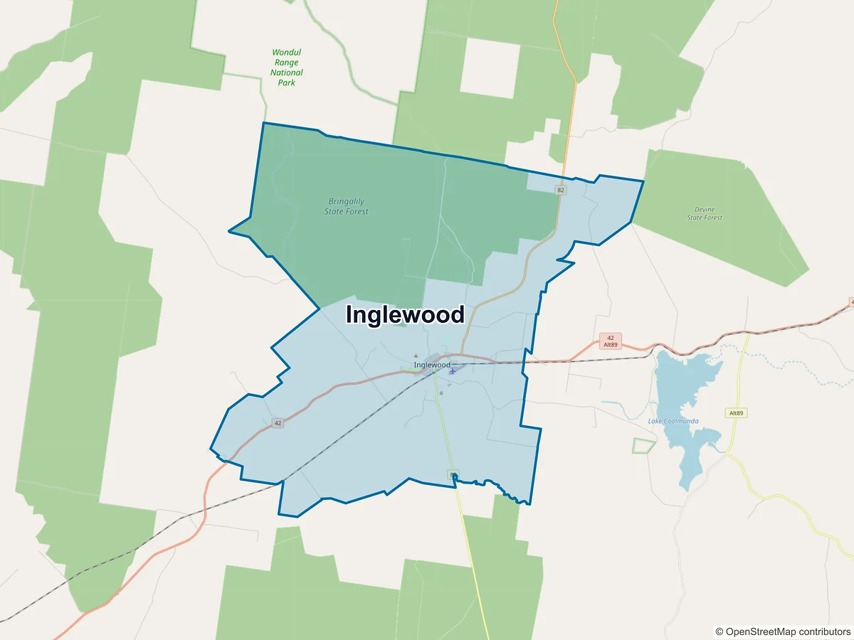 Map of Inglewood, QLD, Australia