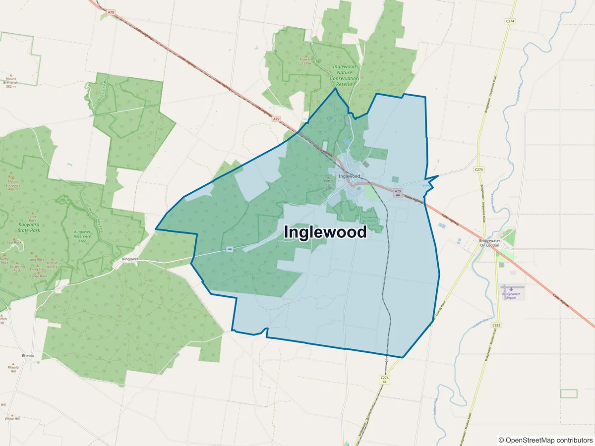 Map of Inglewood, VIC, Australia