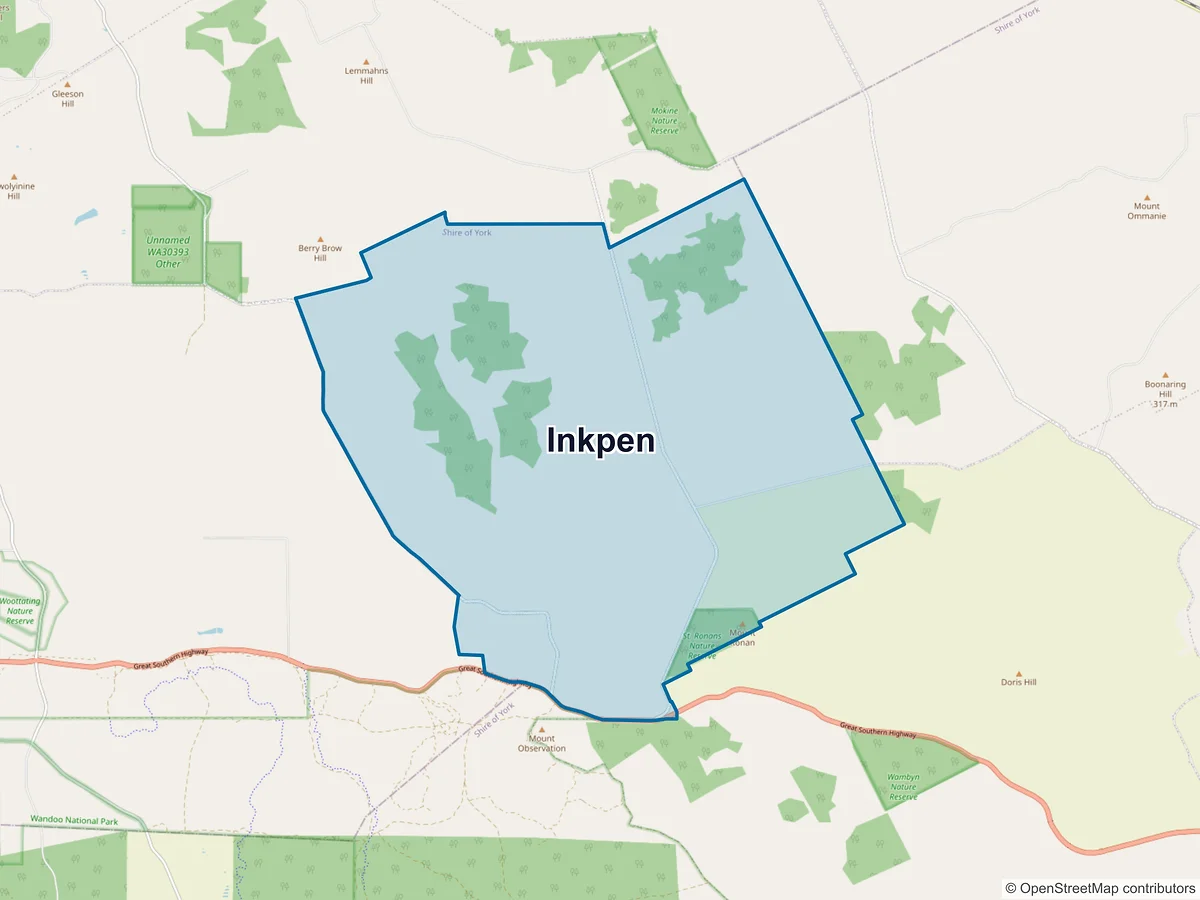 Map of Inkpen, WA, Australia