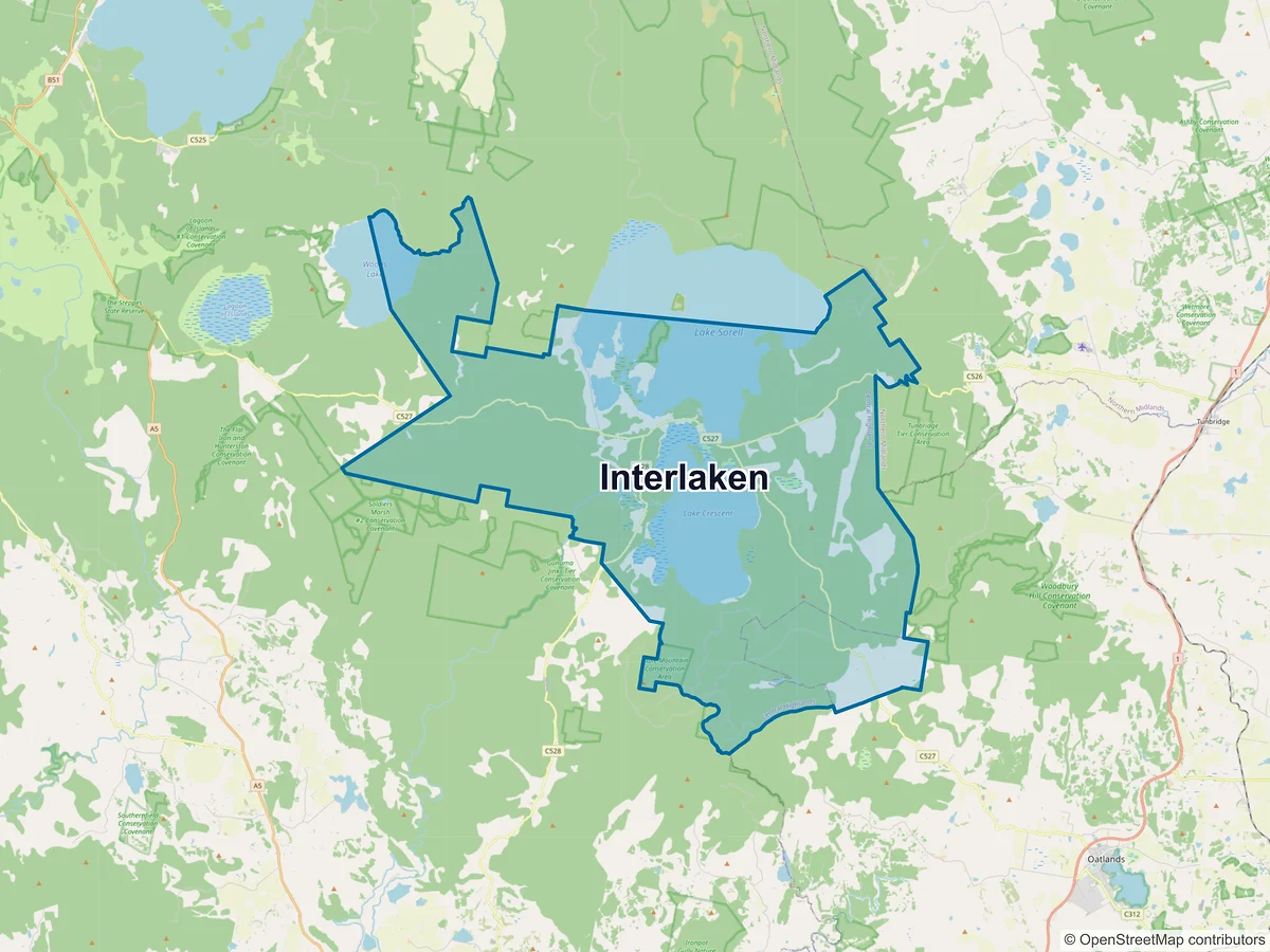 Map of Interlaken, TAS, Australia
