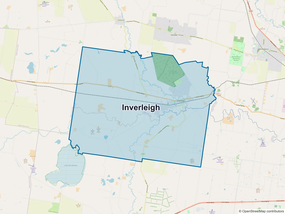 Map of Inverleigh, VIC, Australia