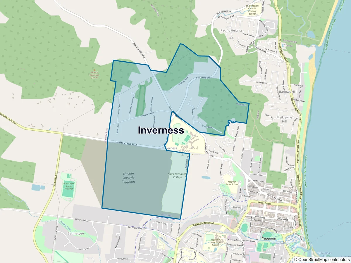 Map of Inverness, QLD, Australia