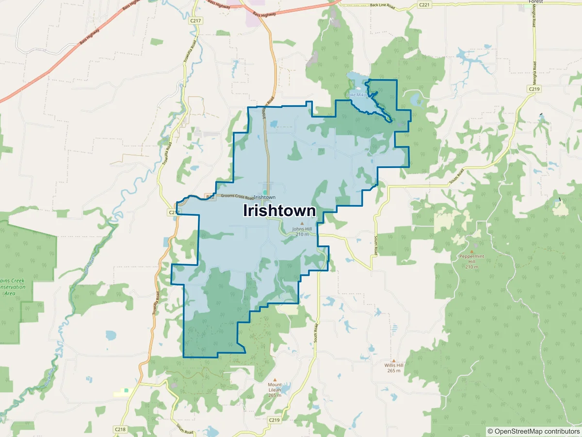 Map of Irishtown, TAS, Australia
