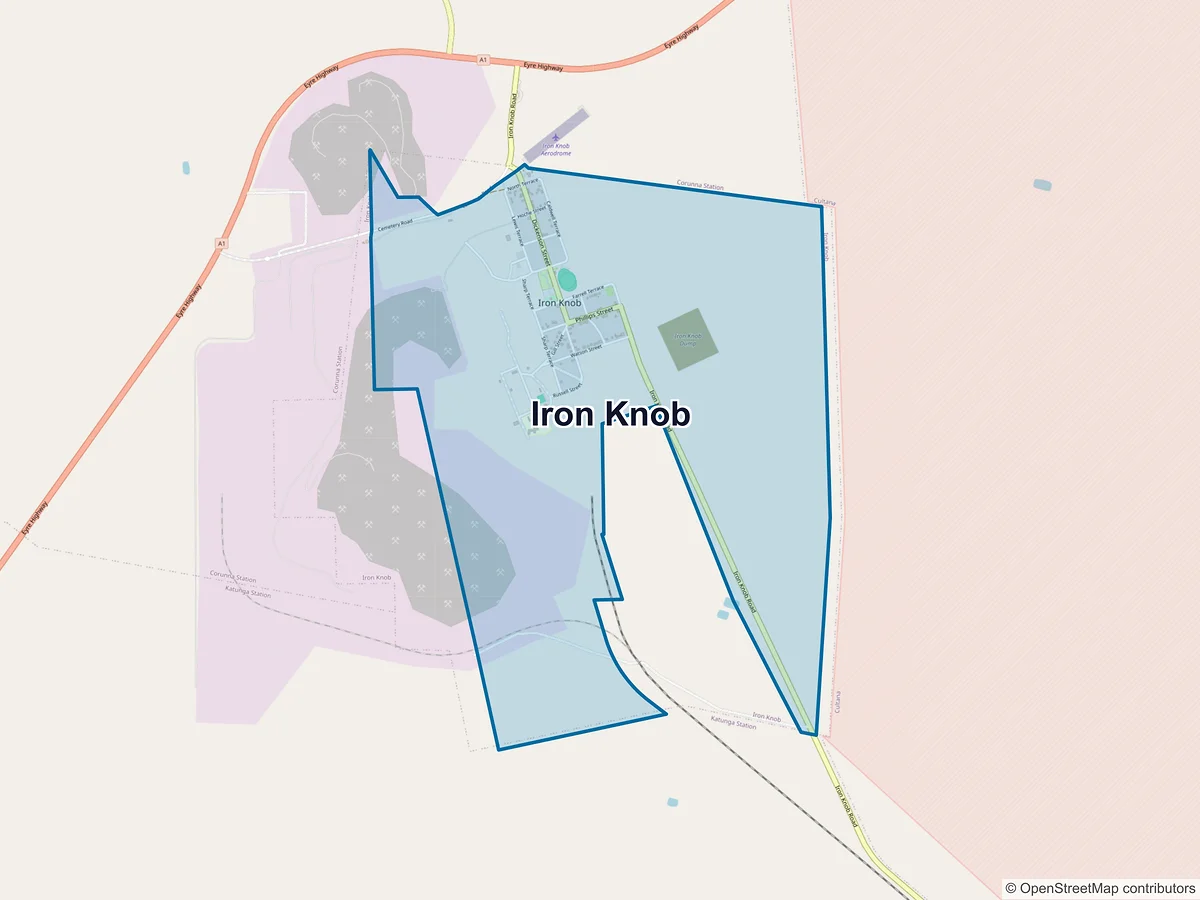 Map of Iron Knob, SA, Australia
