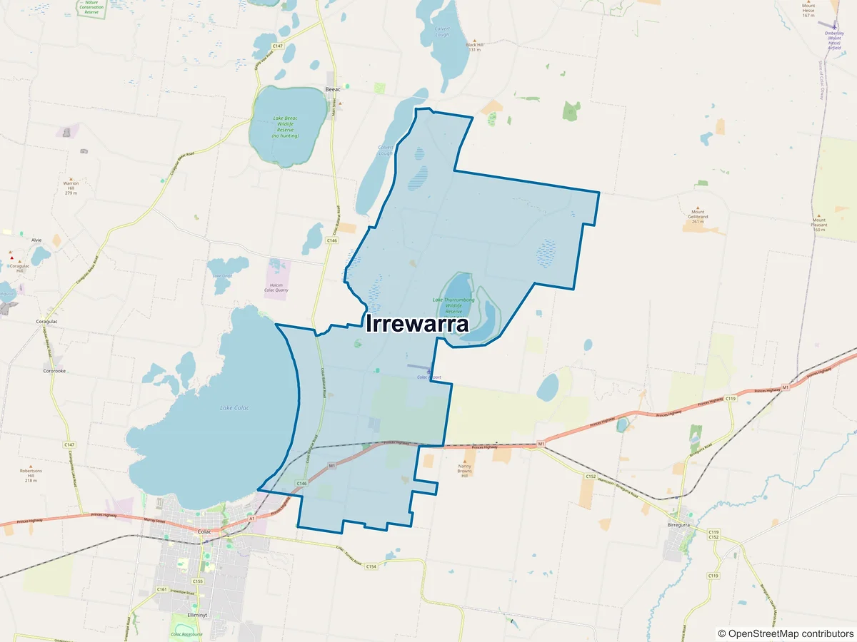 Map of Irrewarra, VIC, Australia