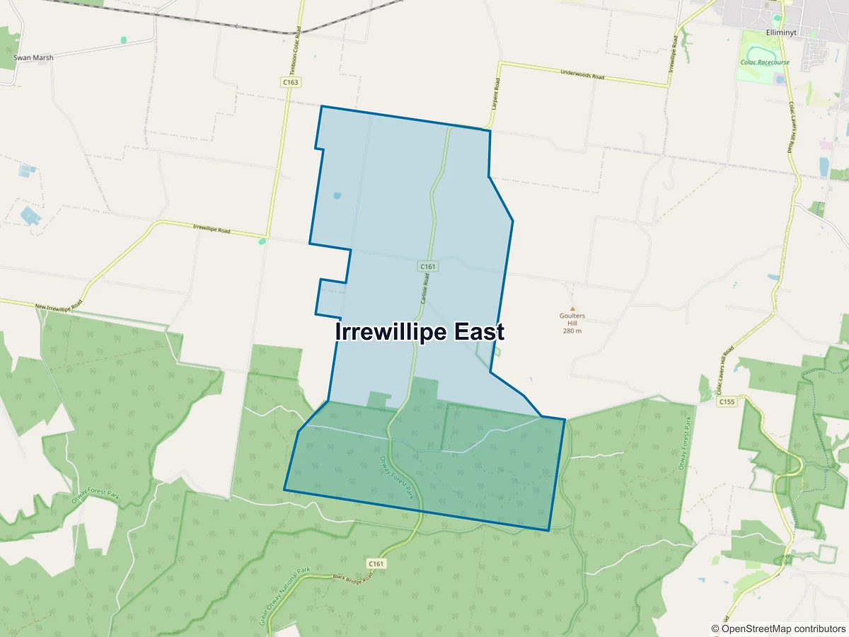 Map of Irrewillipe East, VIC, Australia