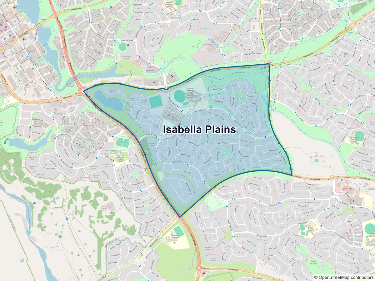 Map of Isabella Plains, ACT, Australia