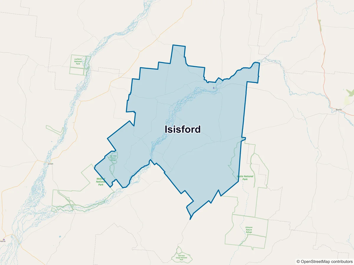 Map of Isisford, QLD, Australia