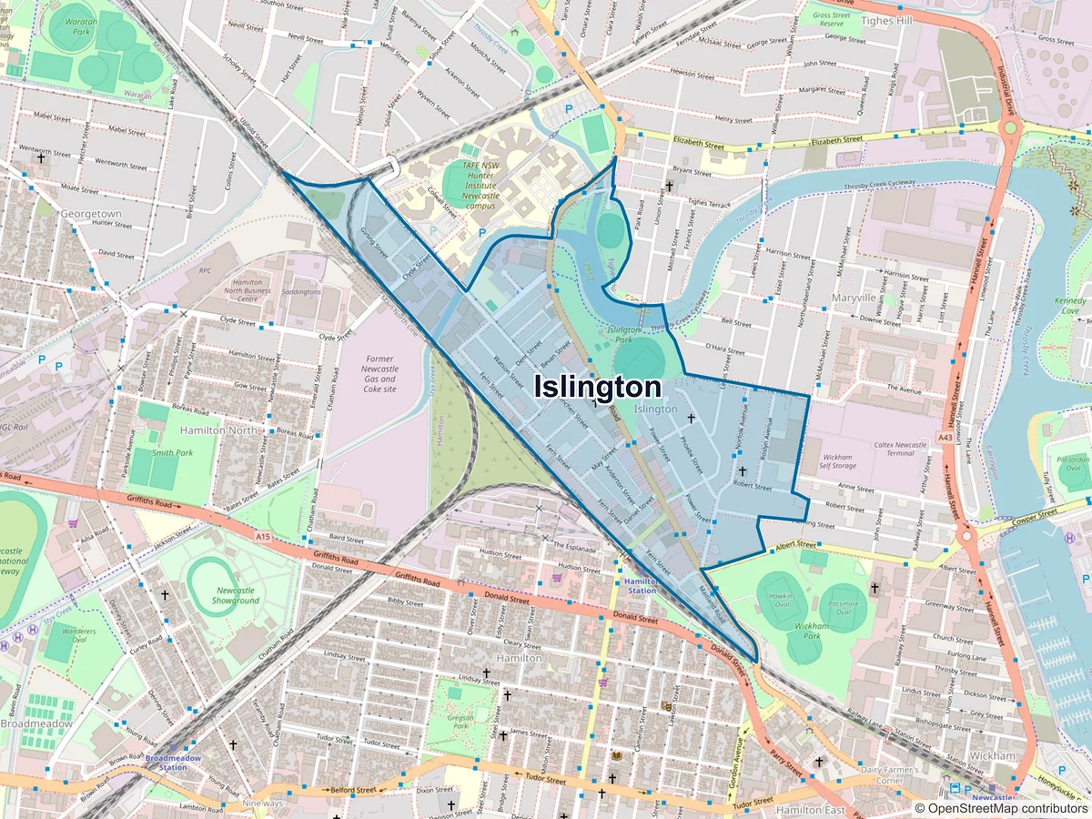 Map of Islington, NSW, Australia