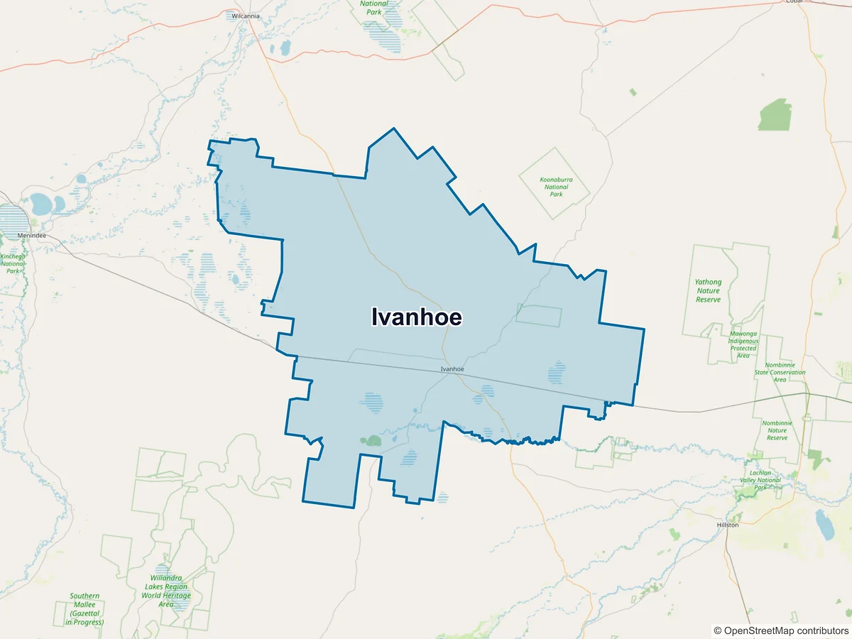 Map of Ivanhoe, NSW, Australia