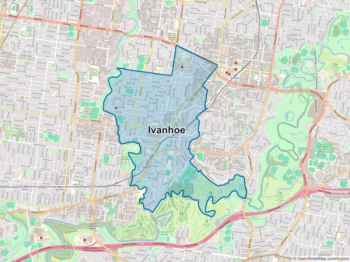 Map of Ivanhoe, VIC, Australia
